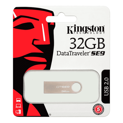 1 Memoria Flash USB Kingston DataTraveler SE9, 32GB, USB 2.0, presentación en colgador. - Imagen 1